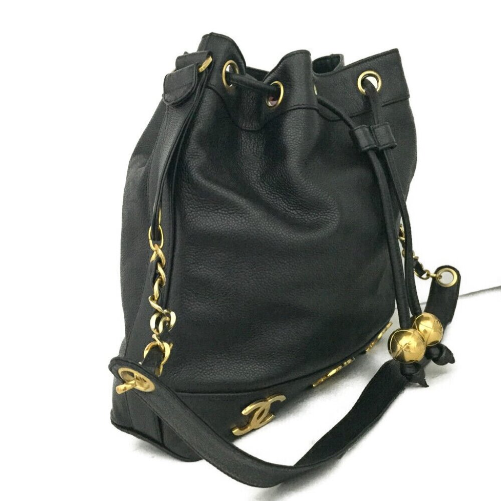 Authentic Chanel Vintage Caviar Bucket Bag Triple CC w 24k Gold-Plated Hardware - Picture 6 of 13